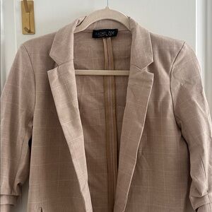 Light pink and white womens checkered blazer
